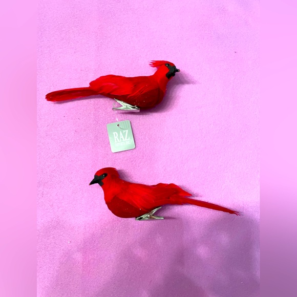 RAZ Imports - Red Cardinal Bird Set Of 2 Christmas ornament decor clip on tree - Picture 9 of 11